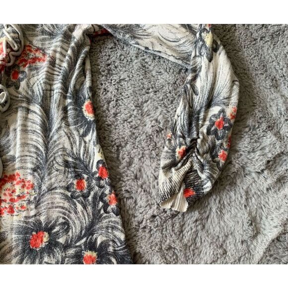 38 SPARROW ANTHROPOLOGIE gray FLORAL Pima cotton RUFFLE OPEN CARDIGAN SWEATER - Picture 3 of 10
